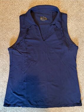 Lilly Pulitzer Martina Luxletic Navy V-Neck Ruffle Tank